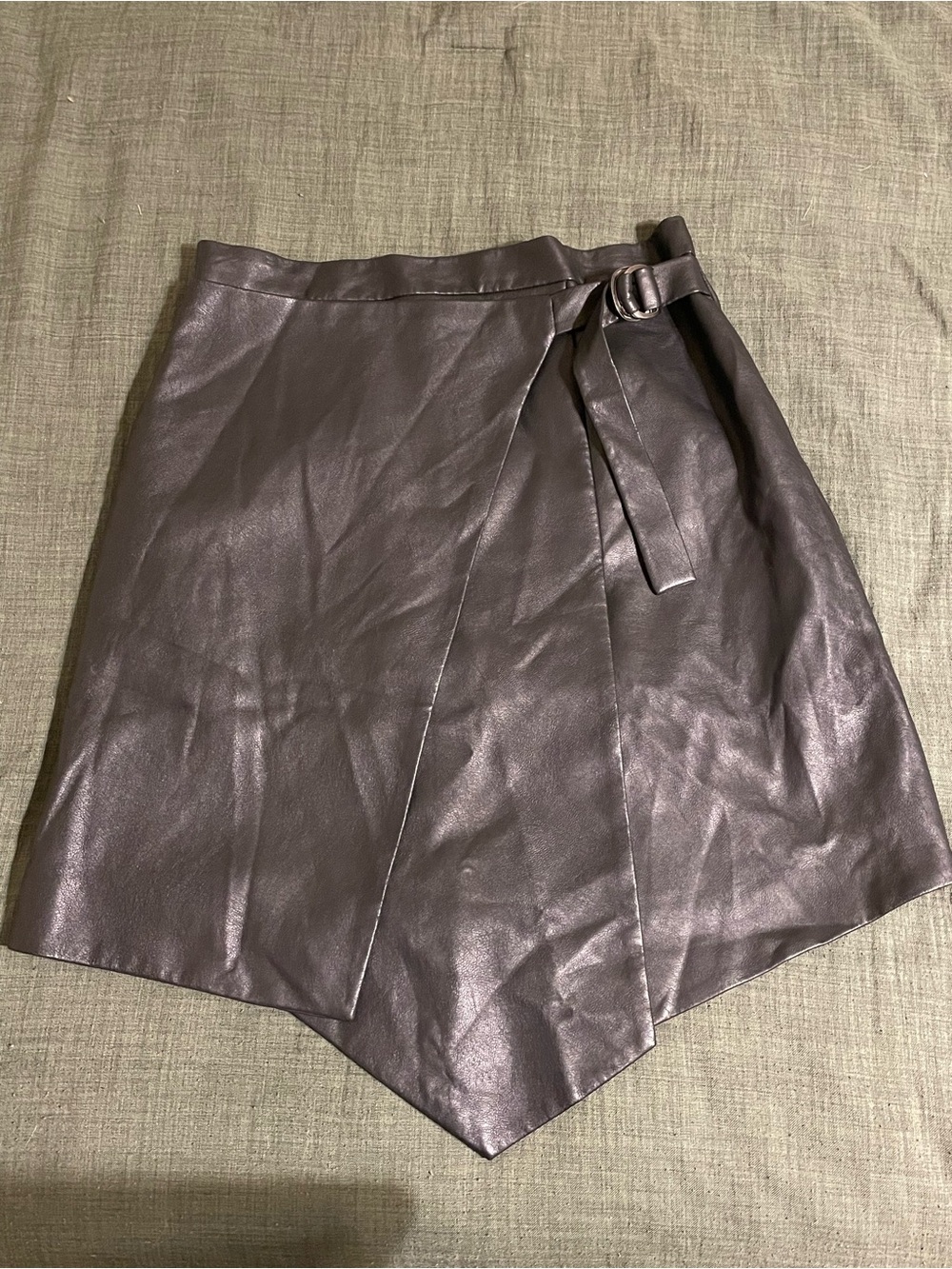 BCBGMaxAzria Metallic Dark Brown Asymmetrical Wrap Skirt